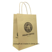 Natural Brown Logo Printing Kraft Carrier Gift Bag with Twisted Handle